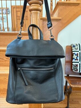 Urban Expressions Black Faux Leather Backpack